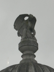 Weeping angel atop memorial at Tyne Cot
